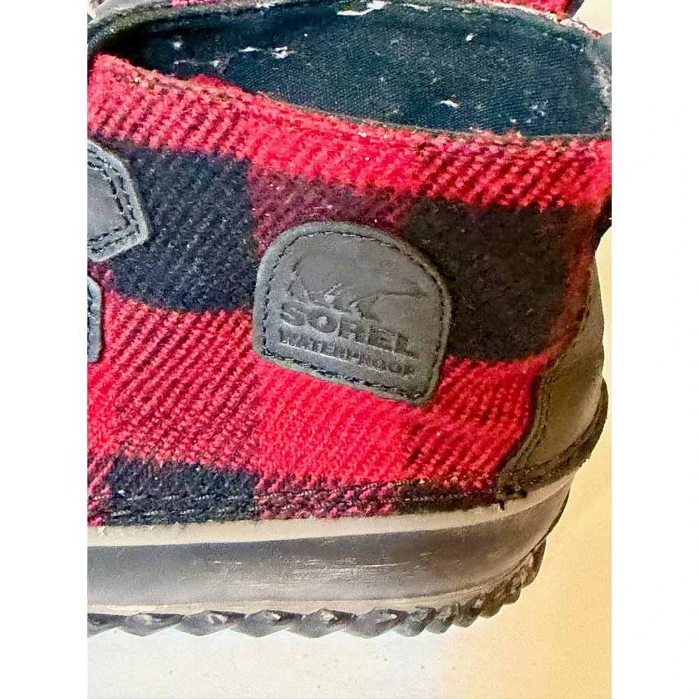 Sorel Out N About‎ Plus Plaid Boots Womens 8.5 Red Buffalo Duck Rain Waterproof